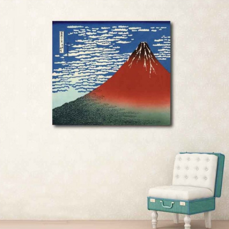 Πίνακας σε καμβά Katsushika Hokusai - Red Fuji Mountain